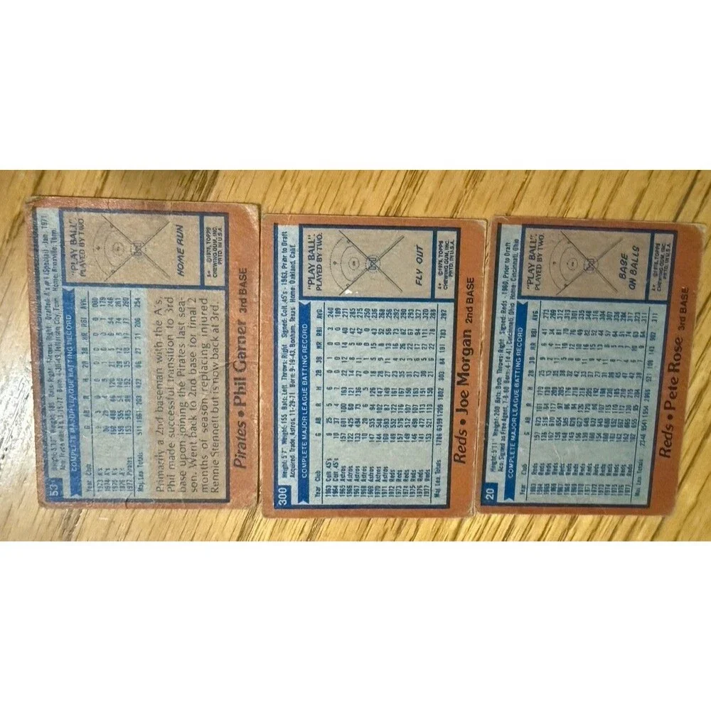 Pete Rose Joe Morgan Phil Garner 1978 Topps Baseball Vintage Card Lot 3 Cards